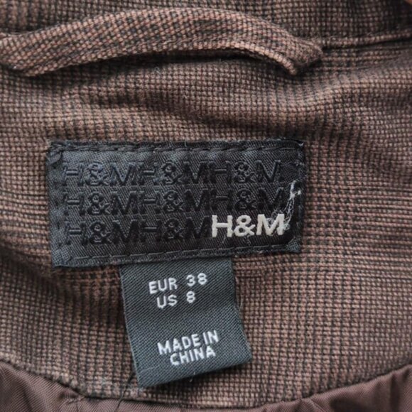 H & M Brown Utility Jacket Womens Sz 8 Farmcore Ranch Country Missing Belt Distr - Picture 2 of 6